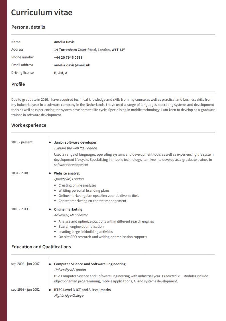 20 Professional Resume Examples - Cv Example Oxford 732937 