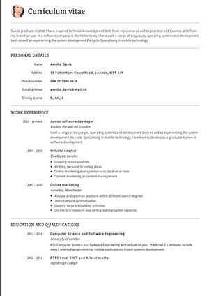 Free Example resume