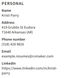 Accounts Receivable Resume Sample Personal Information