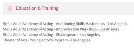 Acting Resume Education And Training Example