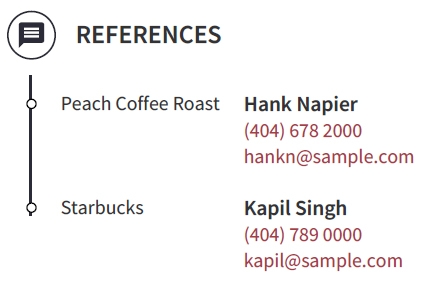 Barista Resume References Example