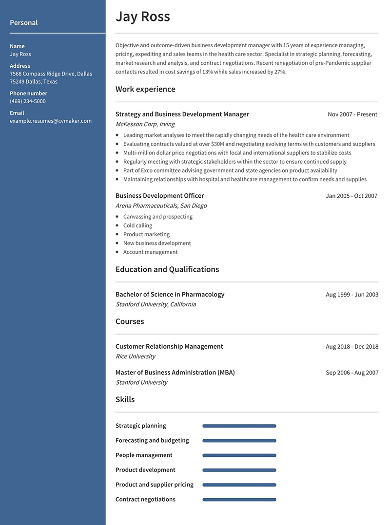 Business Development Resume Jay Ross