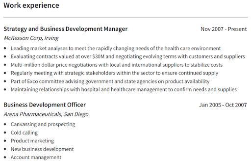 Business Development Resume