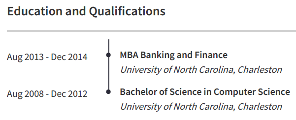 Business Intelligence Analyst Resume Education Example