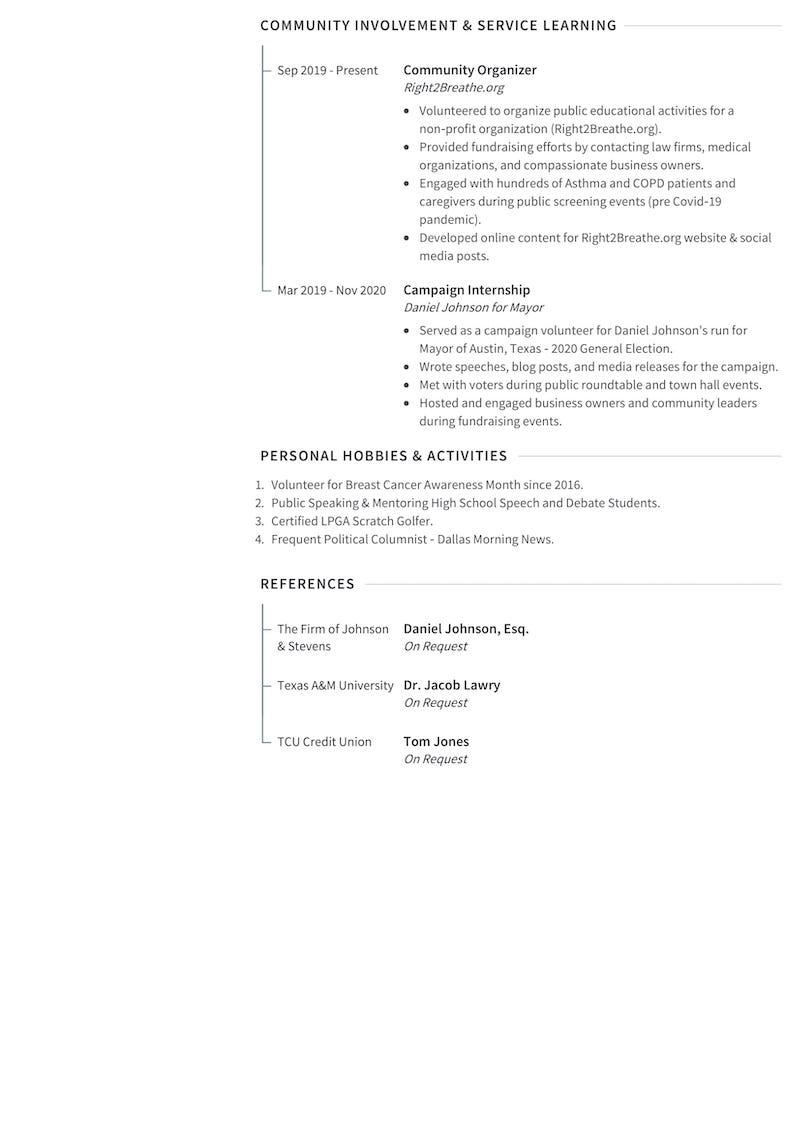 Law school Resume example