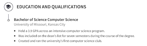 Computer Science Resume Example