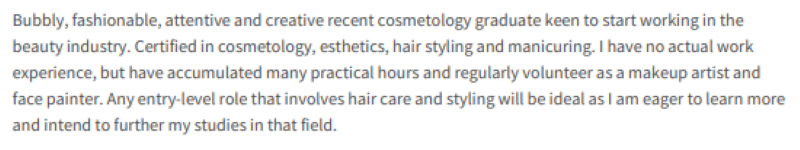 Resume Objective for a Beginner Cosmetology Resume
