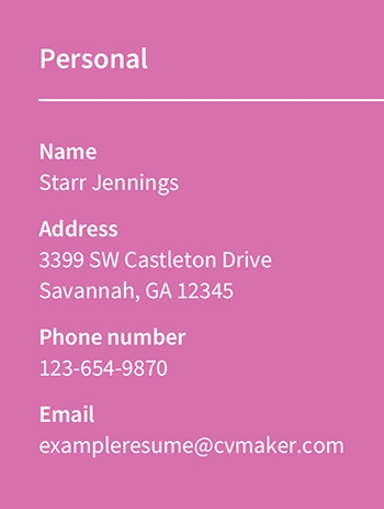 Customer Service Resume Contact Information Example