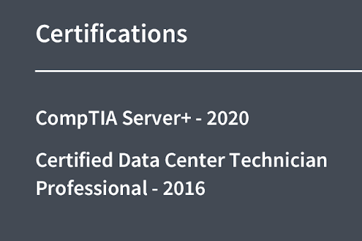 Data Center Technician Resume