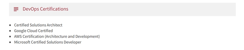 Dev Ops Resume Certifications Example
