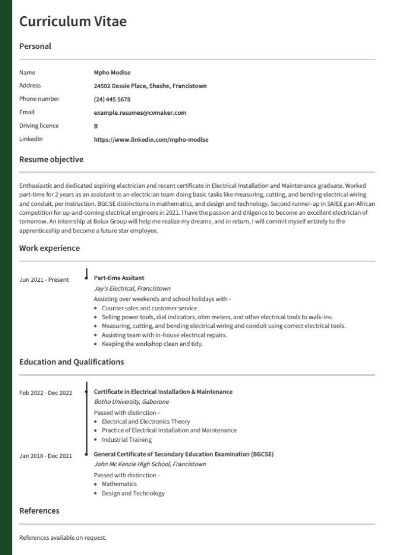 Electrician Resume Sample Job - Electrician Resume Example 