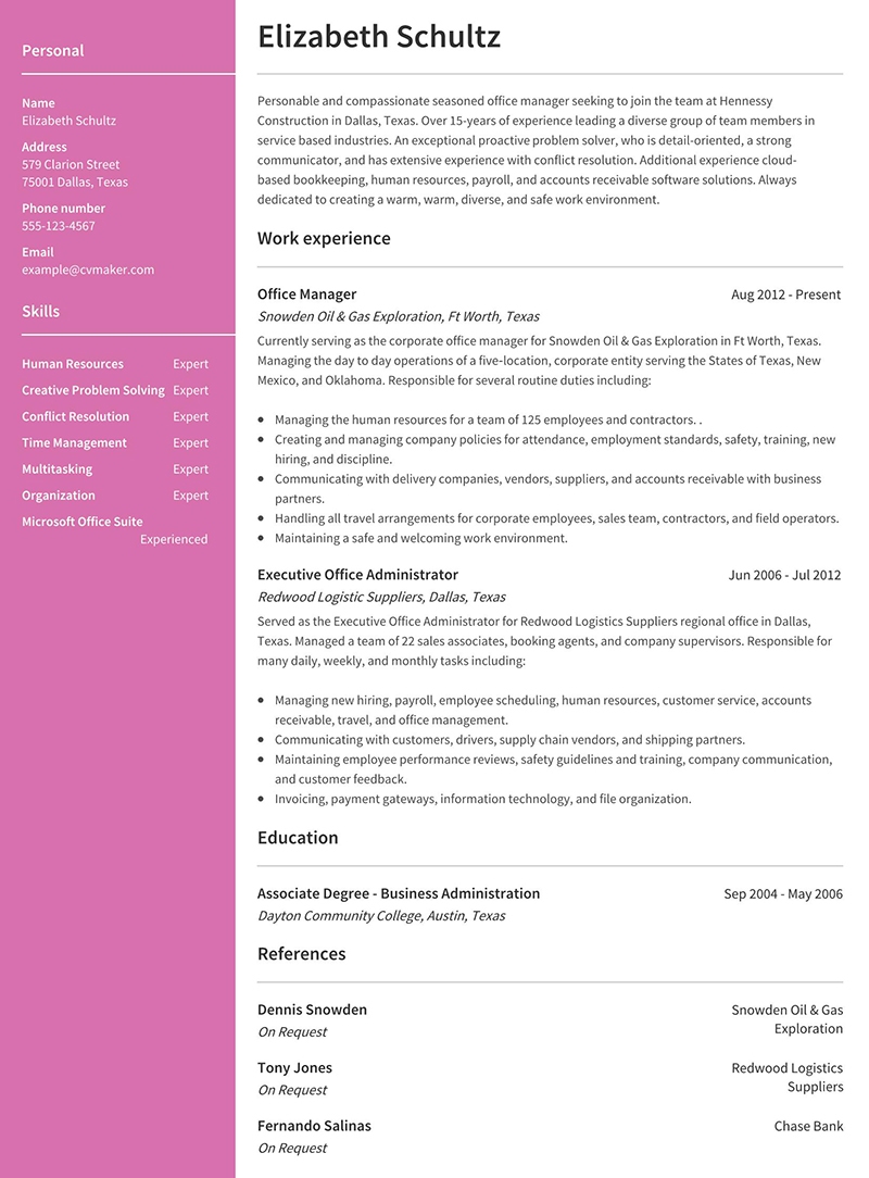 Elizabeth Schultz Office Manager Page 1