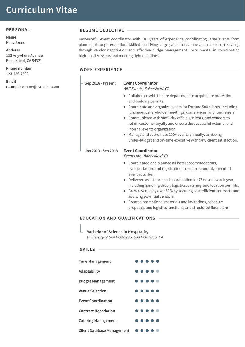 Event Coordinator Resume Sample - Event Coordinator Example 