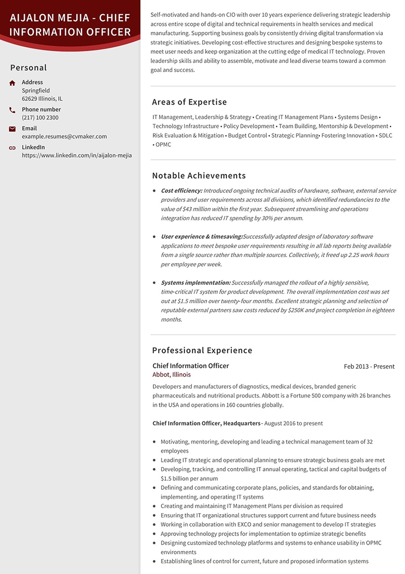 Executive Resume Aijalon Mejia Cio Page 1