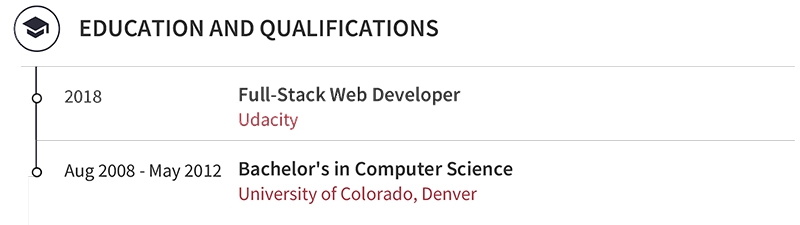 Full Stack Developer Resume Education Example