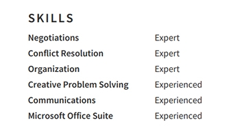 Internship Resume Skills Example