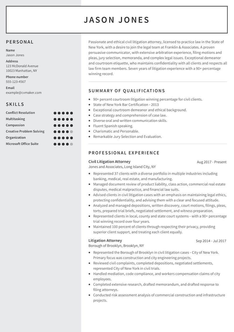 Resume example Litigation Attorney