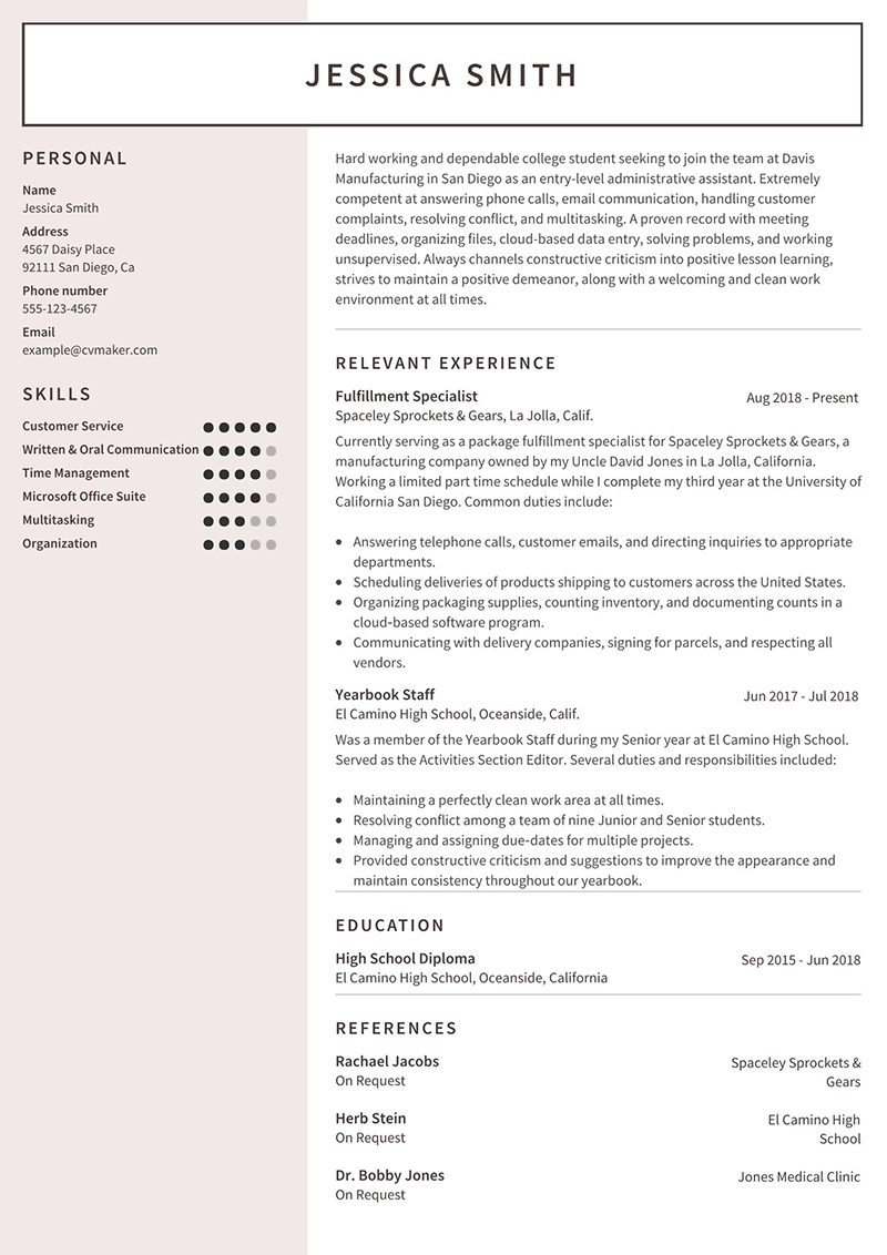 Jessica Smith Entry Level Administrative Assistant Resume