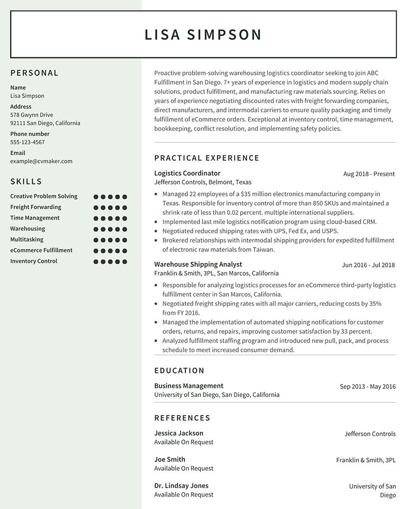 Lisa Simpson Warehouse Associate Resume