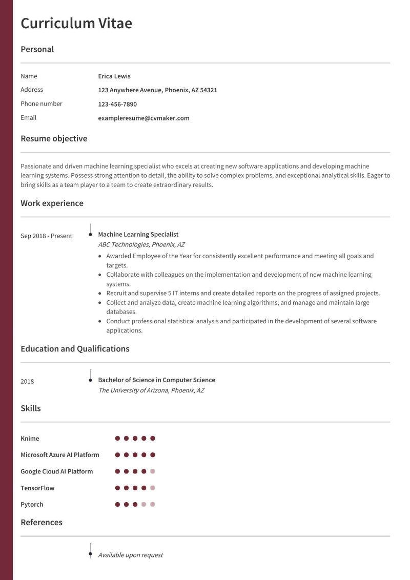 Machine Learning Resume Sample - Machine Learning Resume Sample 02 
