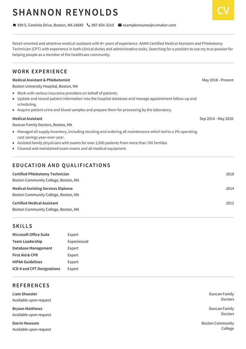 Medical Resume Example, Template & Writing Guide for 2024