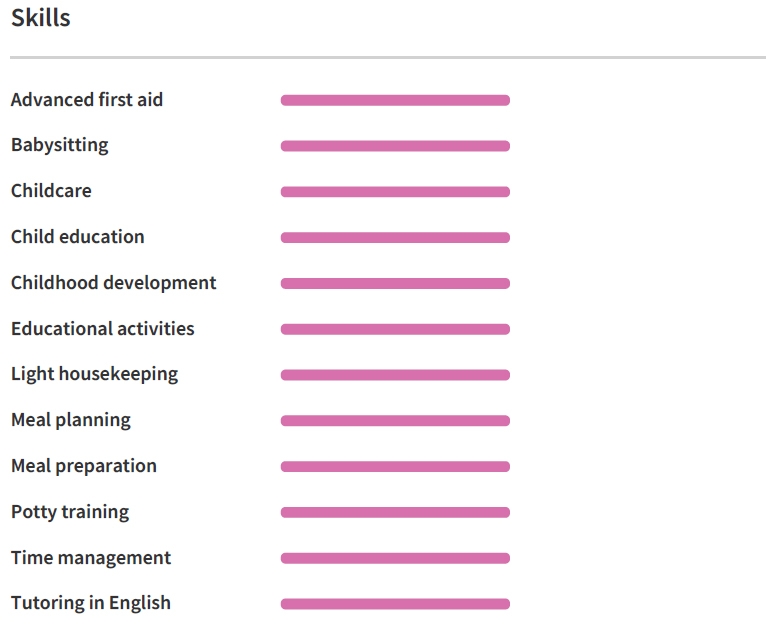 Nanny Resume Skills Example