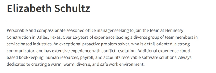 Office Manager Resume Professional Summary Example