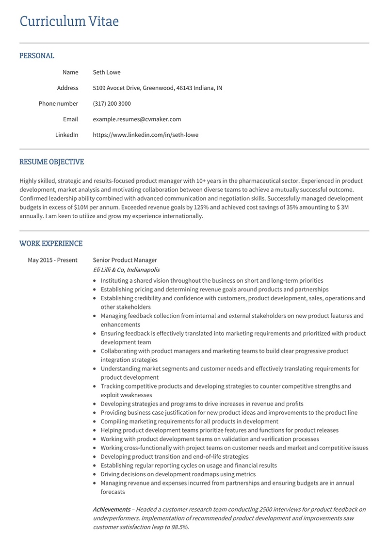 Product Manager Resume Seth Lowe Page 1