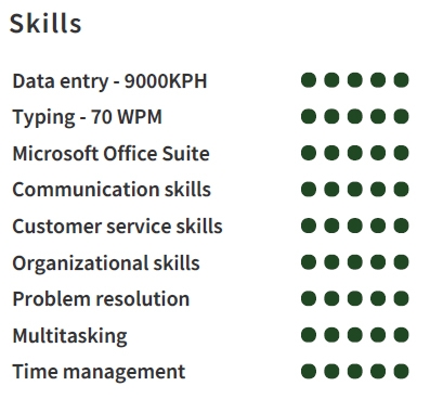 Receptionist Resume Skills Example