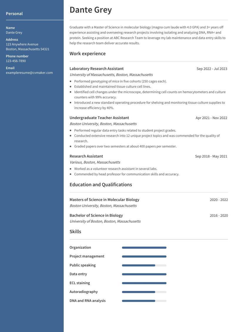 Research Assistant Resume Sample - Research Assistant Resume Sample 01