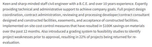 Resume Summary For Experienced Resumes For Civil Engineers