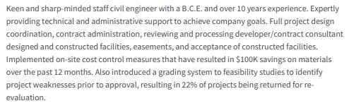 Resume Summary For Experienced Resumes For Civil Engineers