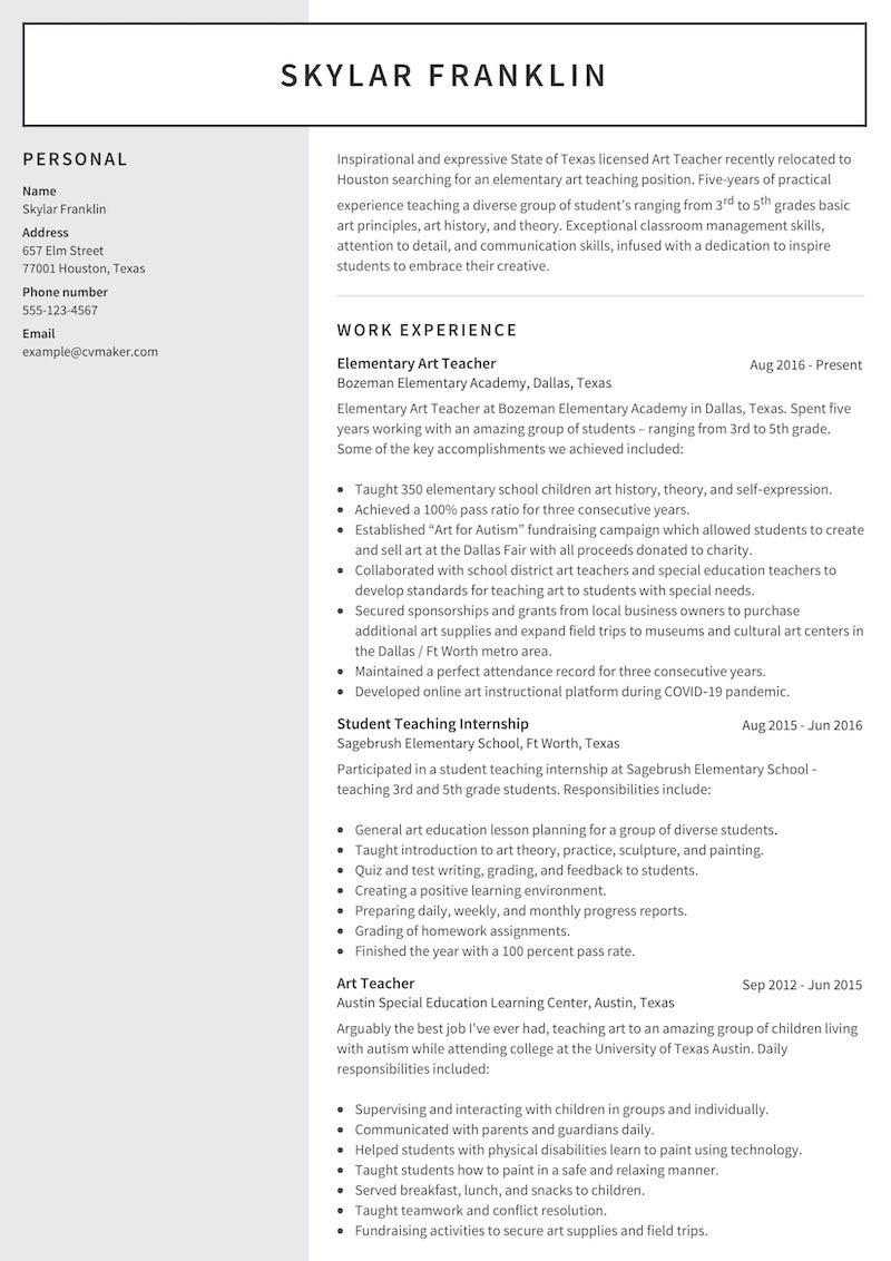 Resume example substitute teacher