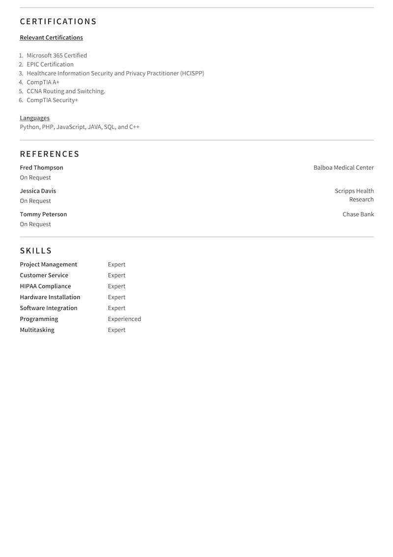 Technical Support Resume example