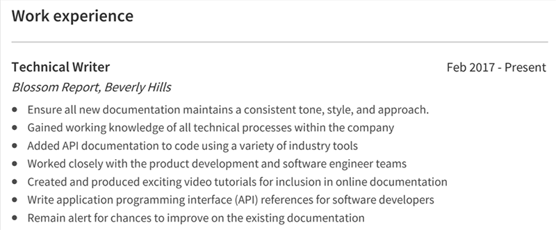 Technical writer resume