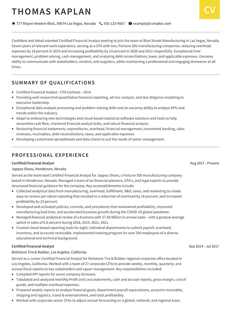 Thomas Kaplan Financial Analyst Page 1