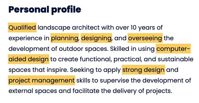 ats resume personal profile