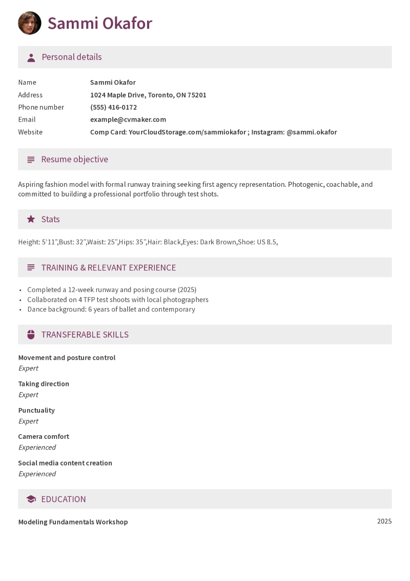 Beginner Model Resume Example Beginner Model Resume Example