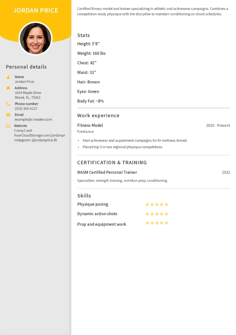 Fitness Model Resume Example Fitness Model Resume Example