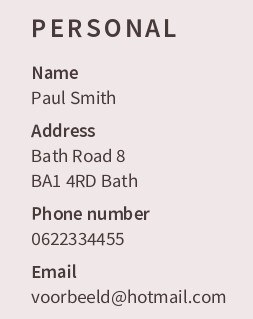 HR student CV contact information