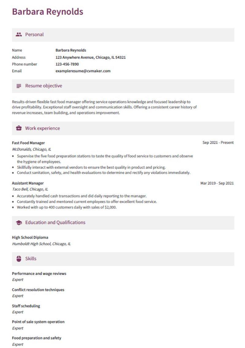 Fast Food Manager Resume Sample Job Description Writing Guide For fast-food-resume-example-template-valera-resume-examples-resume-job