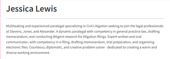 paralegal resume professional summary
