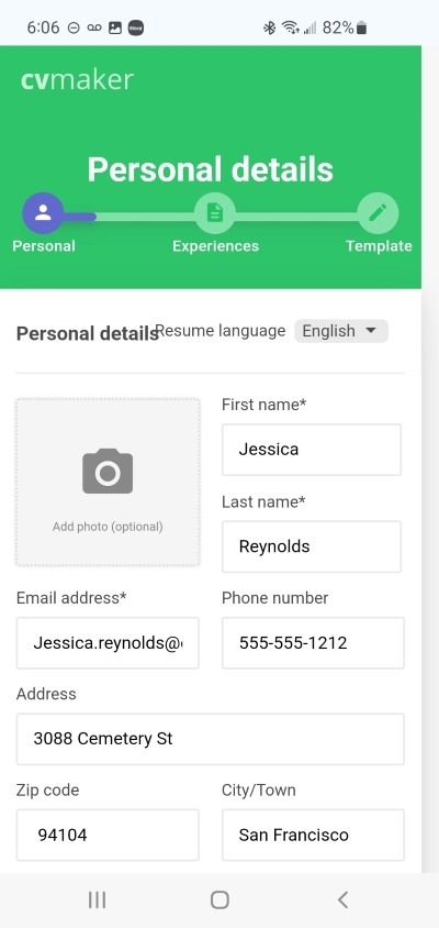 personal information