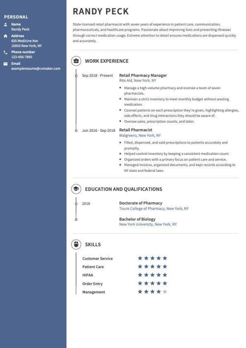Retail Pharmacist Resume Sample, Job Description & Writing Guide for ...